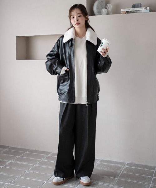 WEGO（ウィゴー）の「WEGO/ファー襟付き ダブルジップPUジャケット コート（ブルゾン・レディース・ブラウン/ブラック・SMALL/MEDIUM）」の6枚目の写真