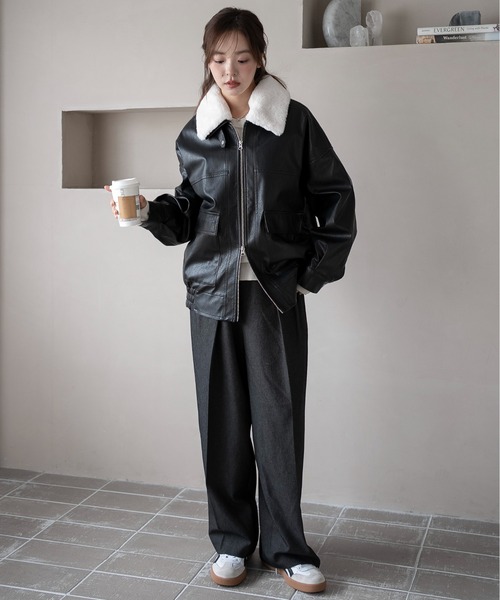 WEGO（ウィゴー）の「WEGO/ファー襟付き ダブルジップPUジャケット コート（ブルゾン・レディース・ブラウン/ブラック・SMALL/MEDIUM）」の4枚目の写真