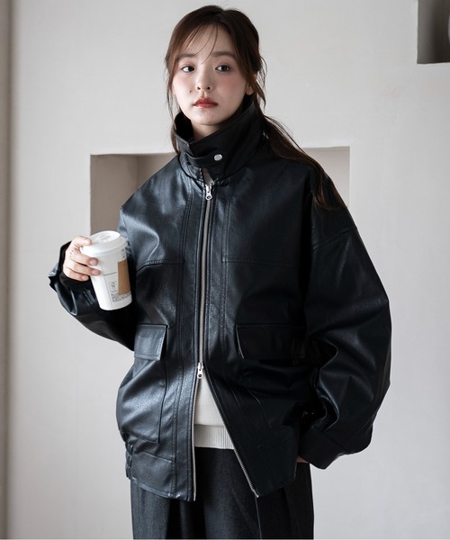 WEGO（ウィゴー）の「WEGO/ファー襟付き ダブルジップPUジャケット コート（ブルゾン・レディース・ブラウン/ブラック・SMALL/MEDIUM）」の10枚目の写真