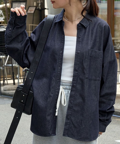 セール】オーバーサイズ ライトオンス レギュラーカラー デニム