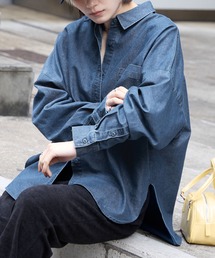 オーバーシャツ」に該当するブルー・ネイビー/青色系のファッション