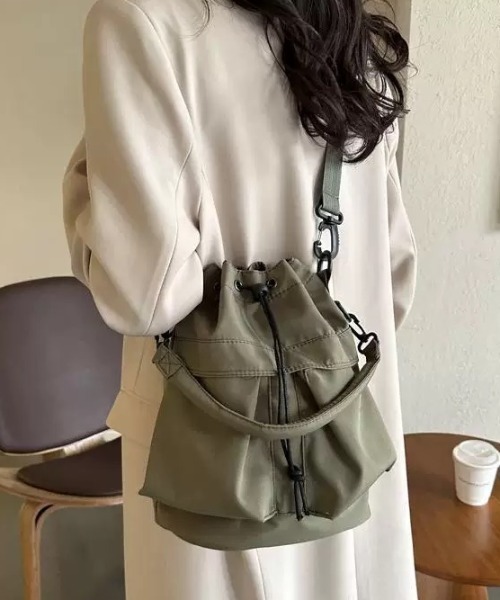 CELENA BEATS（セレナビーツ）の「[バケツ型ミニバッグ] 巾着 ショルダーバッグ（ショルダーバッグ・レディース・ブラック/ピンク/グリーン/ブラウン/ホワイト・FREE）」の13枚目の写真