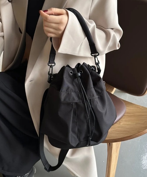 CELENA BEATS（セレナビーツ）の「[バケツ型ミニバッグ] 巾着 ショルダーバッグ（ショルダーバッグ・レディース・ブラック/ピンク/グリーン/ブラウン/ホワイト・FREE）」の18枚目の写真