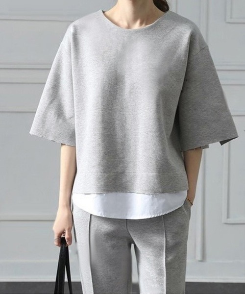 Miniministore(ミニミニストア)の「セットアップ レイヤード風カットソー春夏(アンサンブル・レディース・グレー・L/S/M)」の7枚目の写真