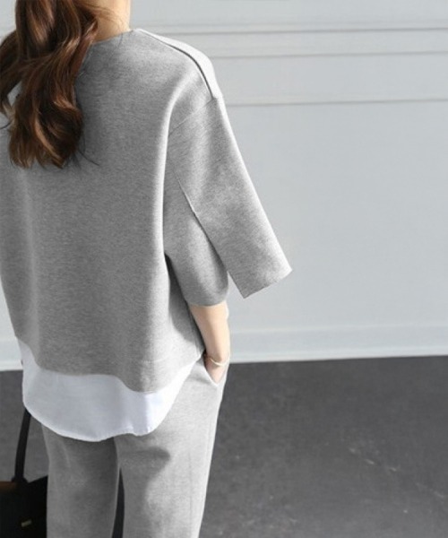 Miniministore(ミニミニストア)の「セットアップ レイヤード風カットソー春夏(アンサンブル・レディース・グレー・L/S/M)」の9枚目の写真