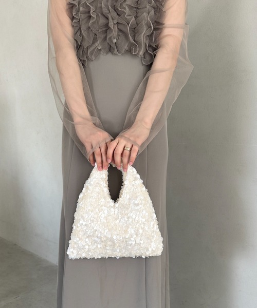 MYMOOD.(マイムード)の「2WAYスパンコールハンドバッグ/ショルダーバッグ オケージョンバッグ パーティーバッグ 結婚式 お呼ばれ(クラッチバッグ・レディース・ブラック/アイボリー・FREE)」の19枚目の写真