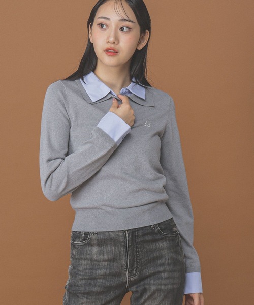 ALAND（エーランド）の「3.3 Field Trip／カラーレイヤードニットロングスリーブ（ニット/セーター・レディース・ブラウン/グレー/ネイビー・FREE）」の2枚目の写真