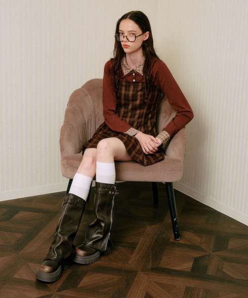 ALAND（エーランド）の「3.3 Field Trip／カラーレイヤードニットロングスリーブ（ニット/セーター・レディース・ブラウン/グレー/ネイビー・FREE）」の4枚目の写真