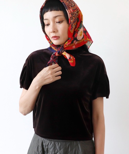 Three Four Time（ｽﾘｰﾌｫｰﾀｲﾑ）の「ベロアチューリップトップス（シャツ/ブラウス・レディース・ブラウン/ブラック・FREE）」の12枚目の写真