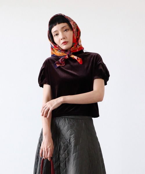 Three Four Time（ｽﾘｰﾌｫｰﾀｲﾑ）の「ベロアチューリップトップス（シャツ/ブラウス・レディース・ブラウン/ブラック・FREE）」の14枚目の写真