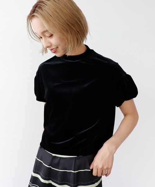 Three Four Time（ｽﾘｰﾌｫｰﾀｲﾑ）の「ベロアチューリップトップス（シャツ/ブラウス・レディース・ブラウン/ブラック・FREE）」の3枚目の写真