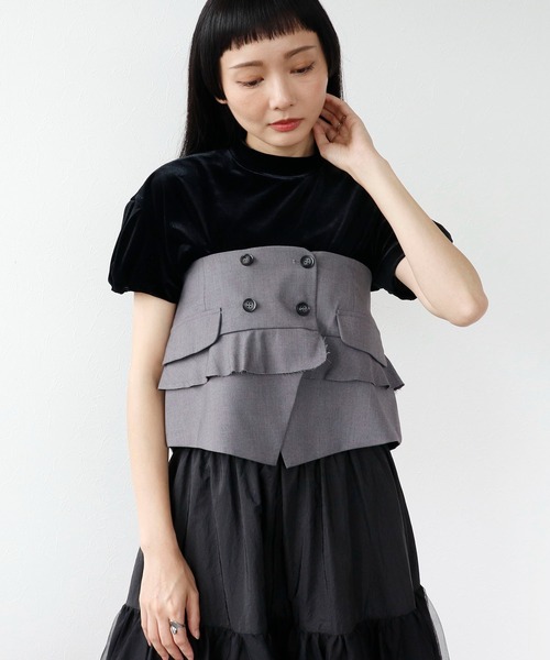 Three Four Time（ｽﾘｰﾌｫｰﾀｲﾑ）の「ベロアチューリップトップス（シャツ/ブラウス・レディース・ブラウン/ブラック・FREE）」の9枚目の写真