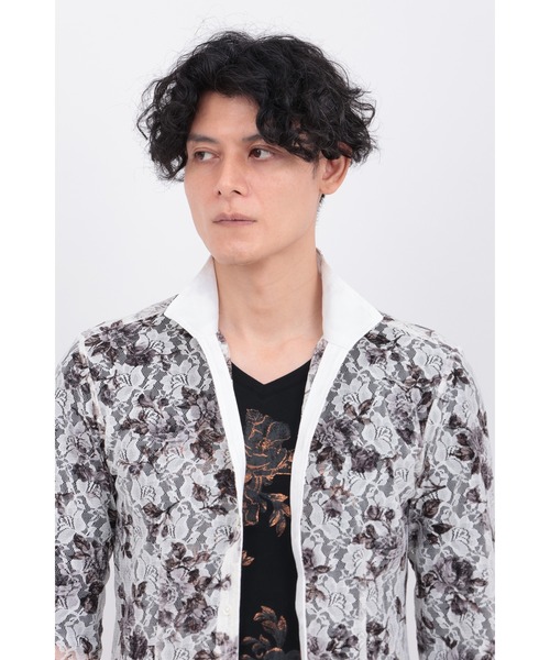 TORNADO MART(トルネードマート)の「ラッセルレースフラワープリントシャツ(Tシャツ/カットソー・メンズ・オフホワイト・LL/L/M)」の7枚目の写真
