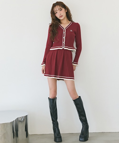 REDYAZEL（レディアゼル）の「ラインスキームニットカーディガン×スカートセットアップ（セットアップ・レディース・ネイビー/グレー/レッド・FREE）」の22枚目の写真