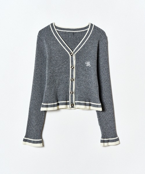 セール】ラインスキームニットカーディガン×スカートセットアップ