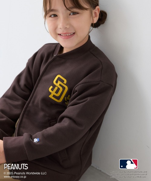 MLB(メジャーリーグベースボール)の「【PEANUTS×MLB COLLECTION by ROPE' PICNIC】スウェットブルゾン(ブルゾン・キッズ・チャコールグレー/ライトグレー/ブラウン・S/M/L)」の3枚目の写真