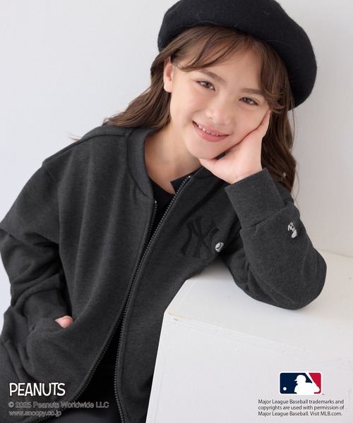 MLB(メジャーリーグベースボール)の「【PEANUTS×MLB COLLECTION by ROPE' PICNIC】スウェットブルゾン(ブルゾン・キッズ・チャコールグレー/ライトグレー/ブラウン・S/M/L)」の2枚目の写真