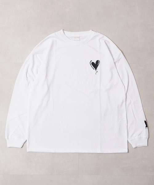 1111clothing(ワンフォークロージング)の「ハート刺繍 ワイドシルエット ロングスリーブTシャツ / Heart Embroidery Wide Silhouette Long Sleeve T-Shirt(Tシャツ/カットソー・メンズ・ホワイト系1/ホワイト系2/ブラック系1/ブラック系2・M/L)」の7枚目の写真