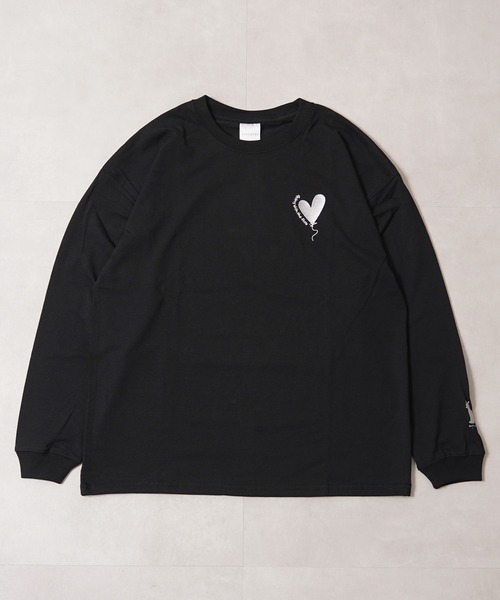 1111clothing(ワンフォークロージング)の「ハート刺繍 ワイドシルエット ロングスリーブTシャツ / Heart Embroidery Wide Silhouette Long Sleeve T-Shirt(Tシャツ/カットソー・メンズ・ホワイト系1/ホワイト系2/ブラック系1/ブラック系2・M/L)」の9枚目の写真