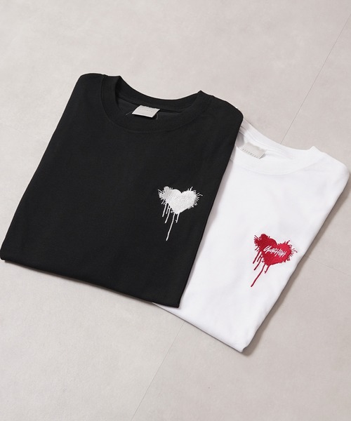 1111clothing(ワンフォークロージング)の「ハート刺繍 ワイドシルエット ロングスリーブTシャツ / Heart Embroidery Wide Silhouette Long Sleeve T-Shirt(Tシャツ/カットソー・メンズ・ホワイト系1/ホワイト系2/ブラック系1/ブラック系2・M/L)」の11枚目の写真