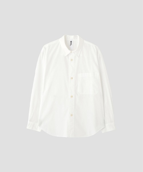 MHL.（エムエイチエル）の「GARMENT DYE COTTON SHIRTING（シャツ/ブラウス・メンズ・ネイビー/ホワイト・LARGE/SMALL/MEDIUM）」の4枚目の写真
