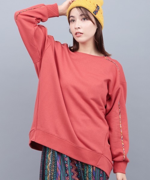 チチカカ（チチカカ）の「スウェット肩チロリープルオーバー（Tシャツ/カットソー・レディース・レッド/オフホワイト/チャコールグレー・FREE）」の3枚目の写真