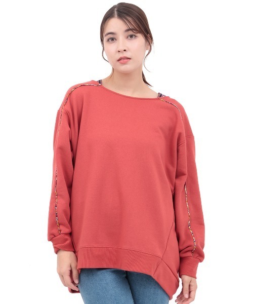 チチカカ（チチカカ）の「スウェット肩チロリープルオーバー（Tシャツ/カットソー・レディース・レッド/オフホワイト/チャコールグレー・FREE）」の10枚目の写真