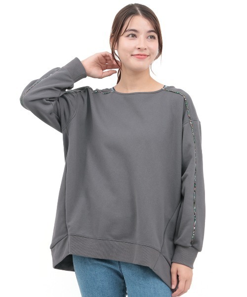 チチカカ（チチカカ）の「スウェット肩チロリープルオーバー（Tシャツ/カットソー・レディース・レッド/オフホワイト/チャコールグレー・FREE）」の9枚目の写真