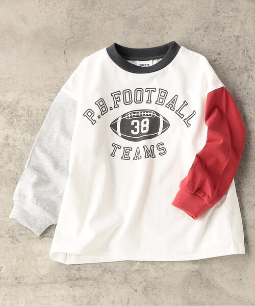 BREEZE（ブリーズ）の「【WEB限定/ジュニア対応】カレッジバリエーションTシャツ（Tシャツ/カットソー・キッズ・アイボリー/ブラウン/サックスブルー/チャコール/ベージュ/オフホワイト/ピンク/グリーン/グレー/レッド・120/130/140/110/100/90/150/160）」の2枚目の写真
