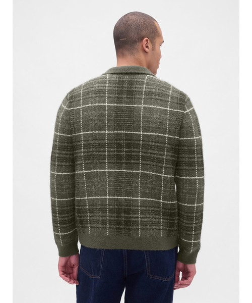 GAP(ギャップ)の「ブラッシュド プレイド ジップアップセーターカーディガン(カーディガン/ボレロ・メンズ・カーキ・S/XS/XL/L/M)」の4枚目の写真