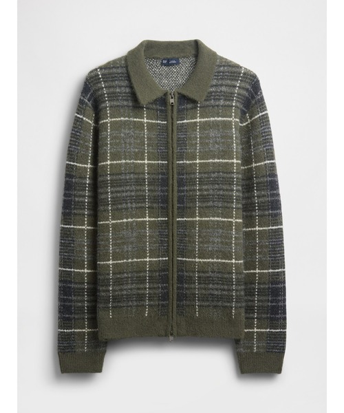 GAP(ギャップ)の「ブラッシュド プレイド ジップアップセーターカーディガン(カーディガン/ボレロ・メンズ・カーキ・S/XS/XL/L/M)」の2枚目の写真