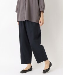 PU混 9分丈ワイドテーパードパンツ