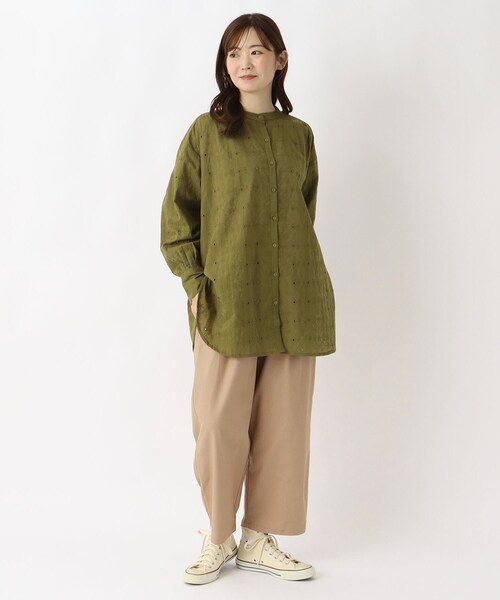 one'sterrace（ワンズテラス）の「PU混 9分丈ワイドテーパードパンツ（その他パンツ・レディース・ダークブラウン系8/ベージュ系8/ネイビー系5・02）」の14枚目の写真