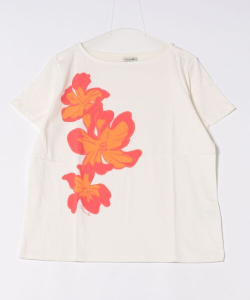 Maunaloa(マウナロア)の「【Maunaloa】ハイビスカスTシャツ(Tシャツ/カットソー・レディース・ブラック/オフホワイト・L/XL/M)」の1枚目の写真