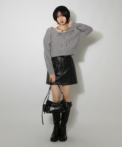 PAGEBOY（ページボーイ）の「フェイクレザーミニスカート（スカート・レディース・ブラック/ブラウン・FREE）」の15枚目の写真