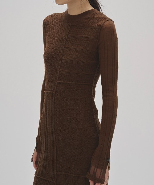 TODAYFUL(トゥデイフル)の「Patchwork Knit Dress(ワンピース・レディース・チャコールグレー/ブラウン・36inch/38inch)」の5枚目の写真