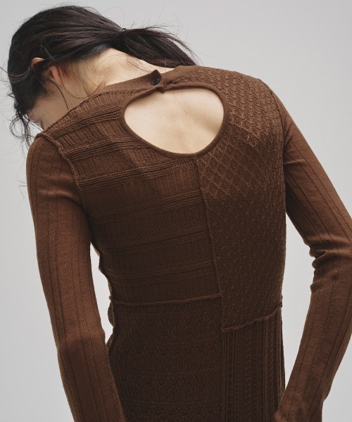 TODAYFUL(トゥデイフル)の「Patchwork Knit Dress(ワンピース・レディース・チャコールグレー/ブラウン・36inch/38inch)」の9枚目の写真