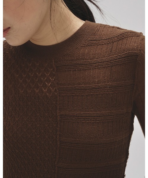 TODAYFUL(トゥデイフル)の「Patchwork Knit Dress(ワンピース・レディース・チャコールグレー/ブラウン・36inch/38inch)」の12枚目の写真