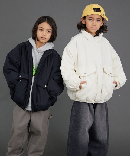 PAIRMANON STREET（ペアマノンストリート）の「【エアサーマル】中わた スタンドカラー ジャケット【PAIRMANON STREET】（ダウンジャケット/コート・キッズ・ブラック/オフホワイト/チャコールグレー・100/110/120/130/140/150/160/90）」の11枚目の写真