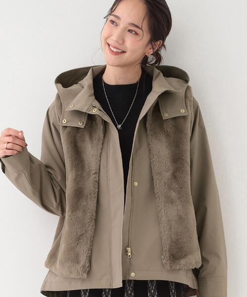 DRESKIP(ドレスキップ)の「【撥水/マルチWAY】フェイクファーライナー付き 欲張りマンパ(ブルゾン・レディース・ブラウン系/ブラック/ライトベージュ/ベージュ・01/04/03/02)」の3枚目の写真