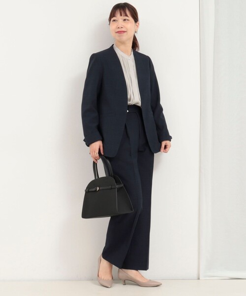 MICO COULIER（ミコクリエ）の「《セットアップ対応》ウールライクウインドペンノーカラージャケット（ノーカラージャケット・レディース・ブルー系その他/グレー系その他・38/36）」の3枚目の写真