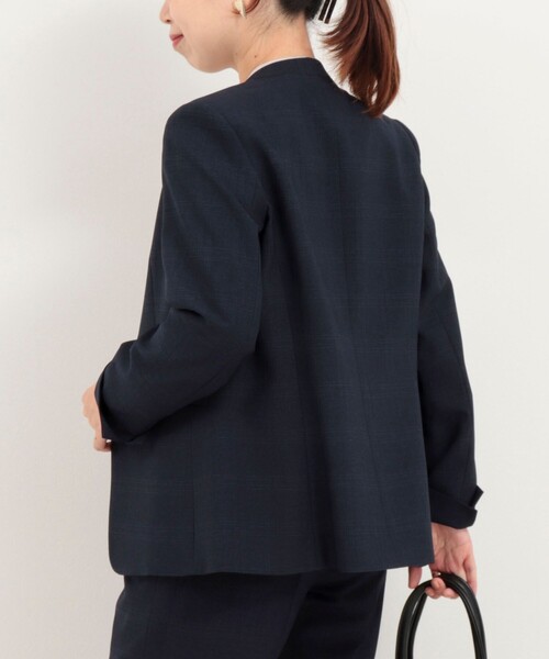 MICO COULIER（ミコクリエ）の「《セットアップ対応》ウールライクウインドペンノーカラージャケット（ノーカラージャケット・レディース・ブルー系その他/グレー系その他・38/36）」の7枚目の写真