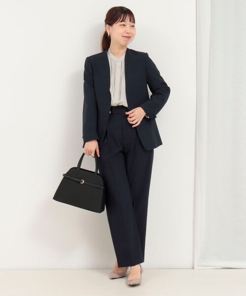 MICO COULIER（ミコクリエ）の「《セットアップ対応》ウールライクウインドペンノーカラージャケット（ノーカラージャケット・レディース・ブルー系その他/グレー系その他・38/36）」の10枚目の写真