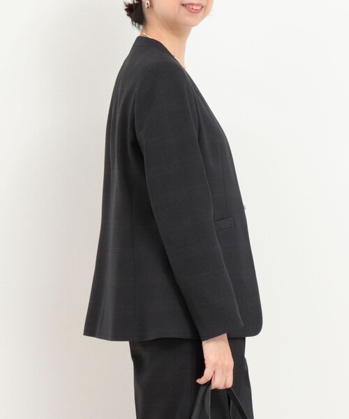 MICO COULIER（ミコクリエ）の「《セットアップ対応》ウールライクウインドペンノーカラージャケット（ノーカラージャケット・レディース・ブルー系その他/グレー系その他・38/36）」の16枚目の写真