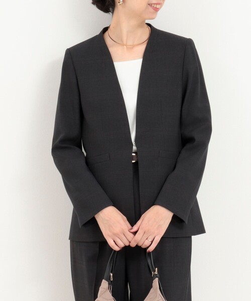 セール】《セットアップ対応》ウールライクウインドペンノーカラー