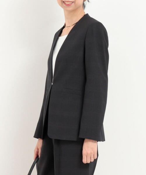 MICO COULIER（ミコクリエ）の「《セットアップ対応》ウールライクウインドペンノーカラージャケット（ノーカラージャケット・レディース・ブルー系その他/グレー系その他・38/36）」の18枚目の写真