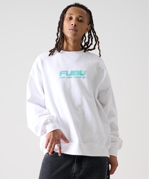 FUBU( フブ)の「FUBU フブ OG ロゴ プリント コットン クルーネック 裏毛 スウェット トレーナー(スウェット・メンズ・ブラック/ホワイト/ターコイズブルー・XXL/XL/L/M)」の2枚目の写真