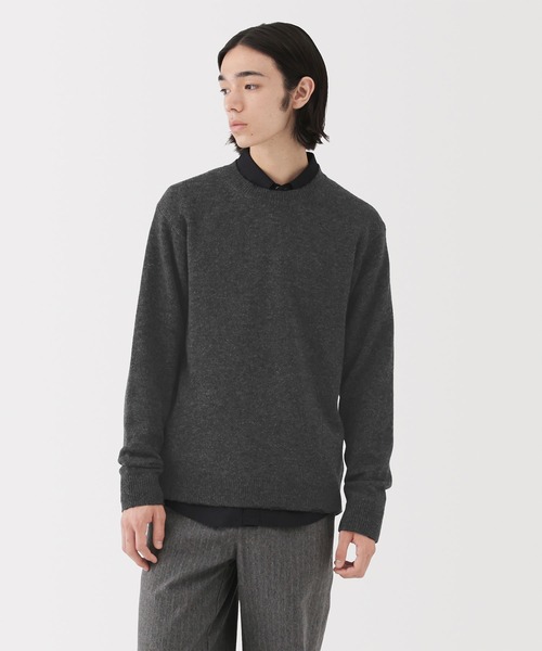紳士 洗えるウールミドルゲージクルーネックセーター（ニット/セーター