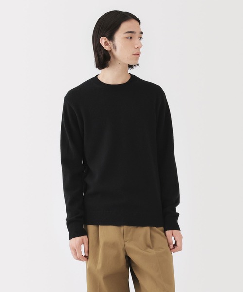 セール】紳士 洗えるウールミドルゲージクルーネックセーター（ニット