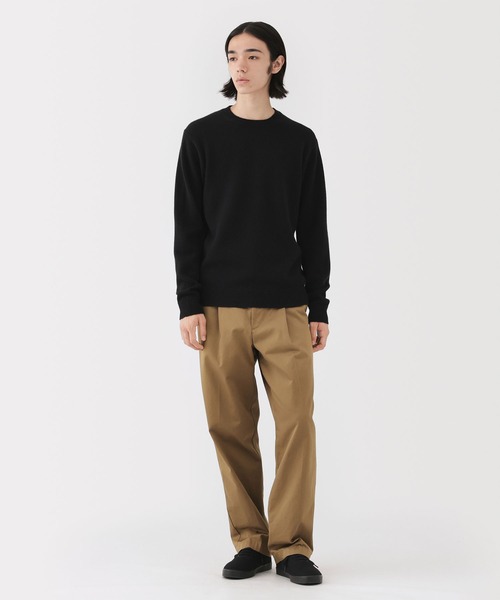 セール】紳士 洗えるウールミドルゲージクルーネックセーター（ニット